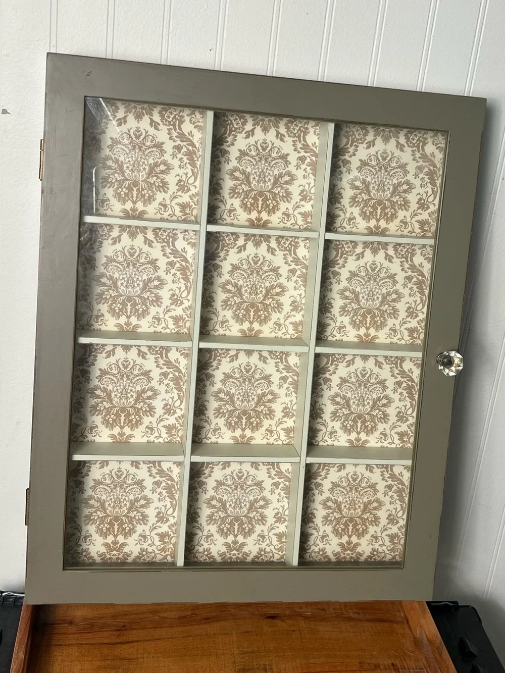 Miniature Curio Display Cabinet Glass Door Wall Shelf Shadow Box Shabby Chic